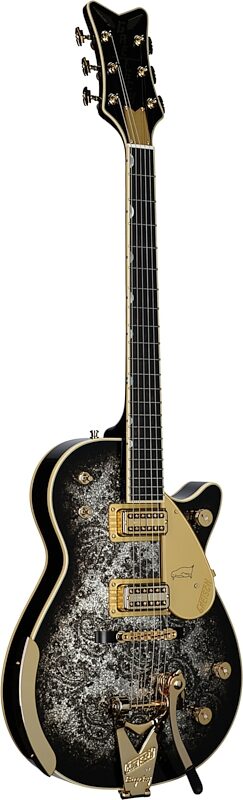 Gretsch G6134TG Limited Edition Paisley Penguin Electric Guitar (with Case), Black Paisley Penguin, Serial Number JT23051855, Body Left Front