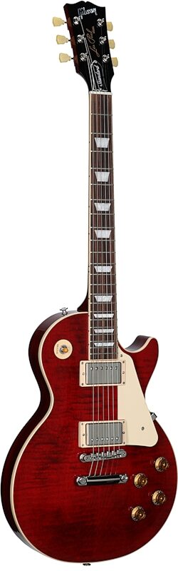 Gibson Les Paul Standard 50s Custom Color Electric Guitar, Figured Top (with Case), Cherry, Serial Number 220230313, Body Left Front