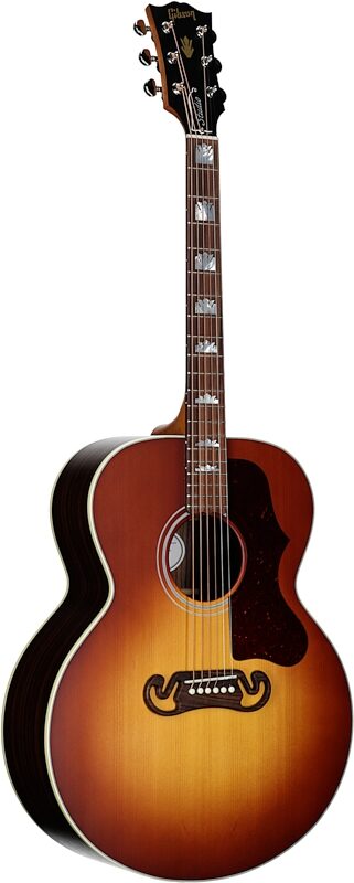 Gibson SJ-200 Studio Rosewood Jumbo Acoustic-Electric Guitar (with Case), Satin Rosewood Burst, Serial Number 22163022, Body Left Front