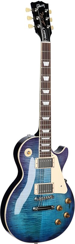 Gibson Les Paul Standard 50s Custom Color Electric Guitar, Figured Top (with Case), Blueberry Burst, Serial Number 223630380, Body Left Front