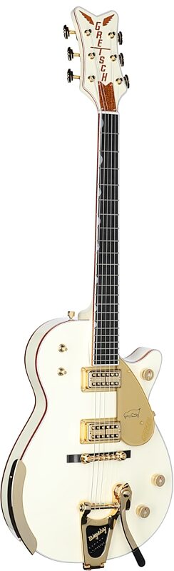 Gretsch G6134T58 Vintage Select 58 Electric Guitar (with Case), Penguin White, Serial Number JT23083132, Body Left Front