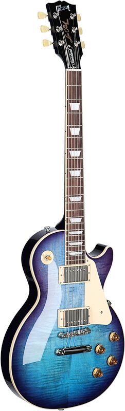 Gibson Les Paul Standard 50s Custom Color Electric Guitar, Figured Top (with Case), Blueberry Burst, Serial Number 222730319, Body Left Front