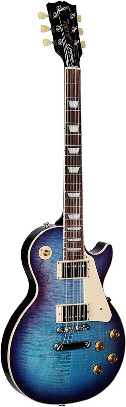 Gibson Les Paul Standard 50s Custom Color Electric Guitar, Figured Top (with Case), Blueberry Burst, Serial Number 222030081, Body Left Front