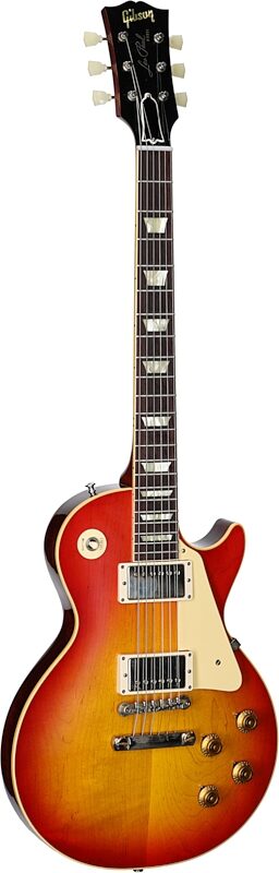 Gibson Custom 1958 Les Paul Standard Reissue Electric Guitar (with Case), Washed Cherry Sunburst, Serial Number 84350, Body Left Front