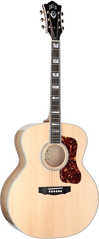 Guild F-55E Jumbo Maple Acoustic-Electric Guitar (with Case), Natural, Serial Number C240215, Body Left Front