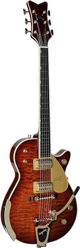 Gretsch G6134TGQM-59 LTD Quilt Classic Penguin Electric Guitar (with Case), Quilted Penguin Forge Glow, Serial Number JT24030812, Body Left Front