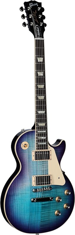 Gibson Les Paul Standard 60s Custom Color Electric Guitar, Figured Top (with Case), Blueberry Burst, Serial Number 212740373, Body Left Front