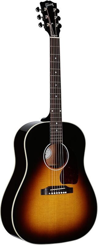 Gibson J-45 Standard Acoustic-Electric Guitar (with Case), Vintage Sunburst, Serial Number 21374144, Body Left Front