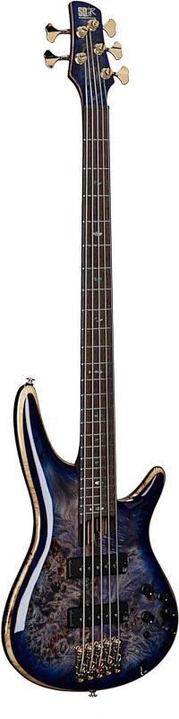 Ibanez SR2605 Premium Electric Bass, 5-String (with Gig Bag), Cerulean Blue Burst, Serial Number 211P04231105020, Body Left Front