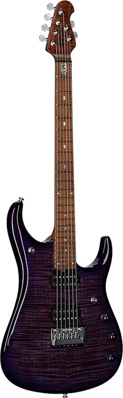 Ernie Ball Music Man John Petrucci JP15 Electric Guitar (with Gig Bag), Purple Nebula Flame, Serial Number H07368, Body Left Front