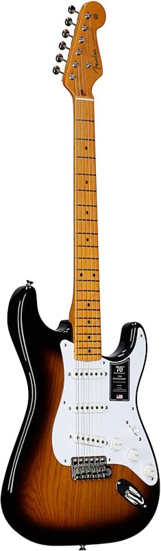 Fender 70th Anniversary American Vintage II 1954 Stratocaster Electric Guitar (with Case), 2-Color Sunburst, Serial Number V702484, Body Left Front