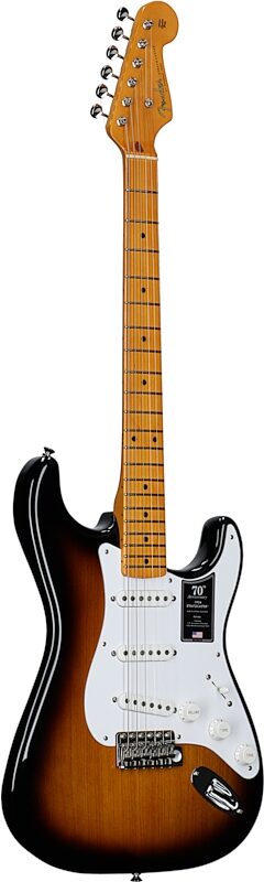 Fender 70th Anniversary American Vintage II 1954 Stratocaster Electric Guitar (with Case), 2-Color Sunburst, Serial Number V704304, Body Left Front