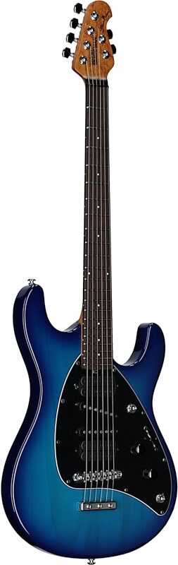 Ernie Ball Music Man Steve Morse Signature Electric Guitar (with Soft Case), Blue Burst, with Mono Bag, Serial Number H05924, Body Left Front