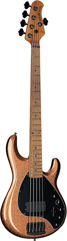 Ernie Ball Music Man DarkRay 5 Electric Bass Guitar (with Case), Gold Bar, Serial Number S11018, Body Left Front