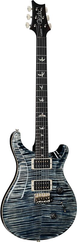 PRS Paul Reed Smith Custom 24 Pattern Thin 10-Top Electric Guitar (with Case), Faded Whale Blue, Serial Number 0390145, Body Left Front