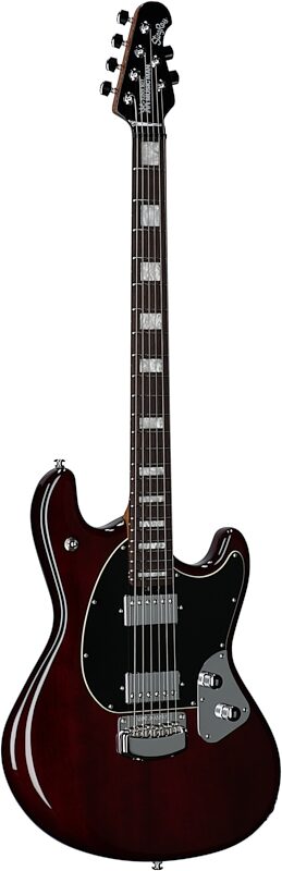 Ernie Ball Music Man BFR StingRay Baritone Electric Guitar (with MONO Case), Transparent Oxblood, Serial Number D00984, Body Left Front