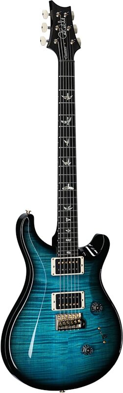 PRS Paul Reed Smith Custom 24 Pattern Thin 10-Top Electric Guitar (with Case), Carroll Blue Wraparound Smoke, Serial Number 0391362, Body Left Front