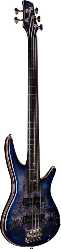 Ibanez SR2605 Premium Electric Bass, 5-String (with Gig Bag), Cerulean Blue Burst, Serial Number 241014105, Body Left Front