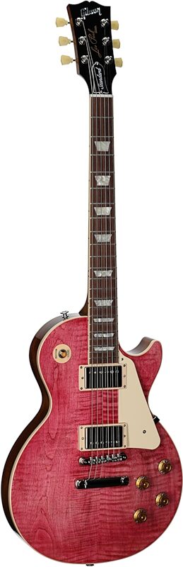 Gibson Les Paul Standard 50s Custom Color Electric Guitar, Figured Top (with Case), Transparent Fuchsia, Serial Number 227630331, Body Left Front