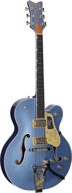 Gretsch Pro Series Falcon Electric Guitar (with Case), Cerulean Smoke, Serial Number JT24103596, Body Left Front