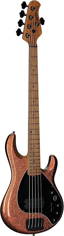 Ernie Ball Music Man DarkRay 5 Electric Bass Guitar (with Case), Gold Bar, Serial Number S11876, Body Left Front