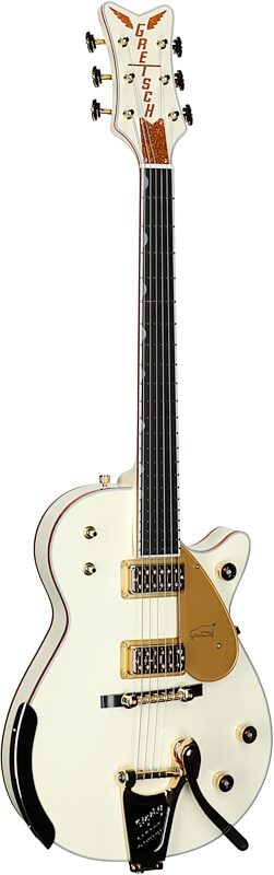 Gretsch G6134T58 Vintage Select 58 Electric Guitar (with Case), Penguin White, Serial Number JT25010143, Body Left Front