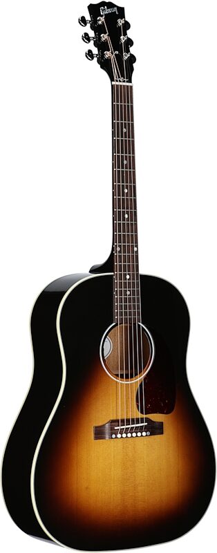 Gibson J-45 Standard Acoustic-Electric Guitar (with Case), Vintage Sunburst, Serial Number 21255106, Body Left Front