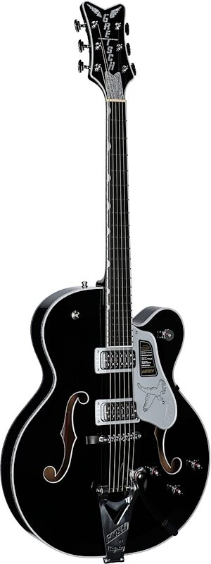 Gretsch Pro Collection Falcon Electric Guitar (with Case), Black, Serial Number JT25020666, Body Left Front