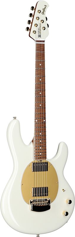 Ernie Ball Music Man StingRay II Cory Wong Deluxe Electric Guitar, Pearl White, Serial Number S12339, Body Left Front