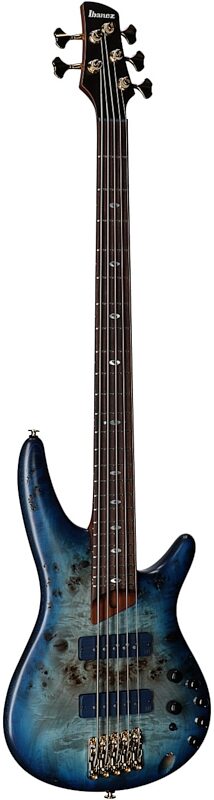 Ibanez SR6605 Prestige Electric Bass, 5-String (with Case), Ghost Fleet Blue, Serial Number 210001F2512121, Body Left Front
