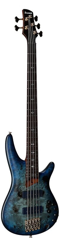 Ibanez SR6605 Prestige Electric Bass, 5-String (with Case), Ghost Fleet Blue, Serial Number 210001F2503154, Body Left Front