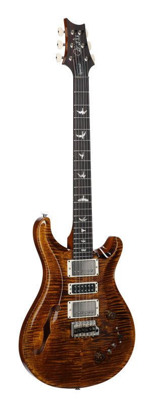 PRS Paul Reed Smith Special Semi-Hollowbody Electric Guitar (with Case), Black Gold, Serial Number 0408467, Body Left Front