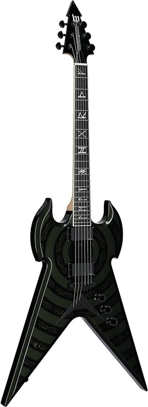 Wylde Audio Warhammer FR Electric Guitar, Norse Dragon BE Green, Body Left Front