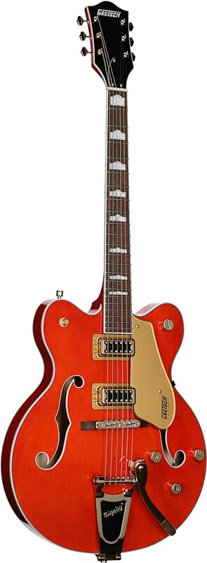 Gretsch G5422TG Electromatic Hollowbody Double Cutaway Electric Guitar, Orange, Body Left Front
