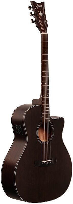 Schecter Orleans Studio Acoustic-Electric Guitar, Satin See Thru Black, Body Left Front