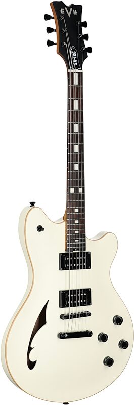 EVH Eddie Van Halen SA-126 Standard Centerblock Electric Guitar, Satin Vintage White, Body Left Front