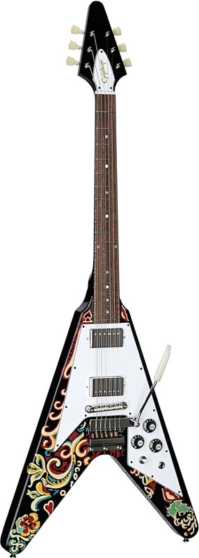 Epiphone Jimi Hendrix "Love Drops" Flying V Electric Guitar (with Case), New, Body Left Front