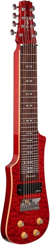 Vorson LT-230-8 Active Lap Steel Guitar, 8-String (with Gig Bag), Transparent Red Quilt, Body Left Front
