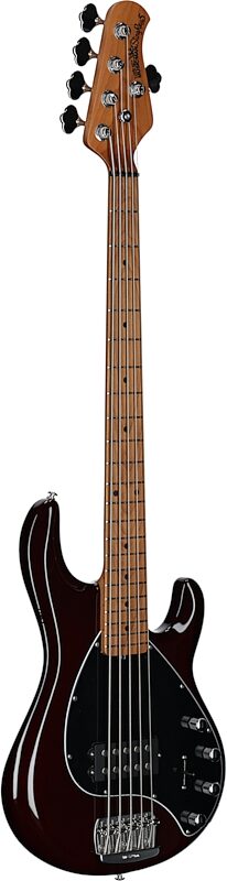 Ernie Ball Music Man StingRay 5 Special Electric Bass, 5-String (with Case), Translucent Oxblood, Maple Fretboard, Body Left Front