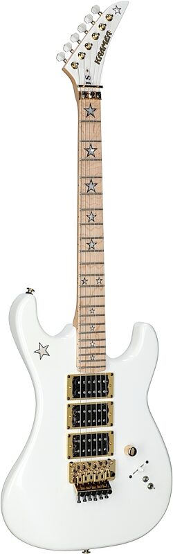 Kramer Jersey Star Floyd Rose Electric Guitar, with Gig Bag, White Pearl, Body Left Front