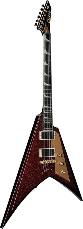 ESP LTD Kirk Hammett KH-V Electric Guitar (with Case), Red Sparkle, Body Left Front
