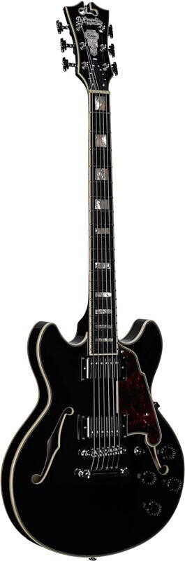 D'Angelico Premier Mini Double-Cutaway Electric Guitar (with Gig Bag), Black Flake, Body Left Front