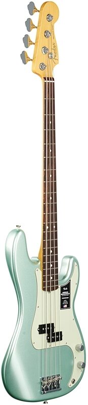 Fender American Pro II Precision Electric Bass, Rosewood Fingerboard (with Case), Mystic Surf Green, Body Left Front