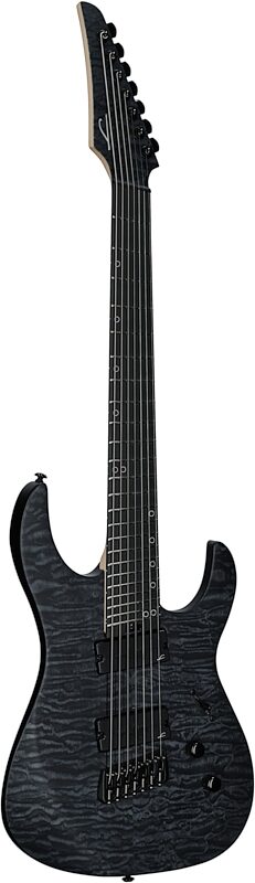 Legator Ninja 7 Multi-Scale Guitar, Black Quilted Maple, Body Left Front