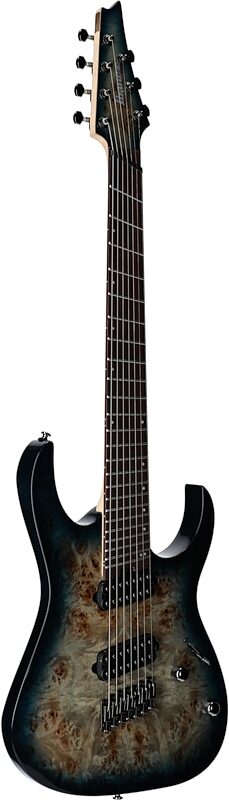 Ibanez RGMS7PB Multi-scale Electric Guitar, Cosmic Blue Sunburst, Body Left Front