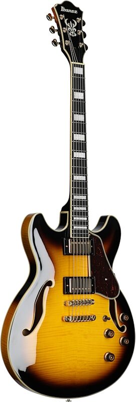 Ibanez Artcore Expressionist AS93FM Semi-Hollowbody Electric Guitar, Antique Yellow Satin, Body Left Front
