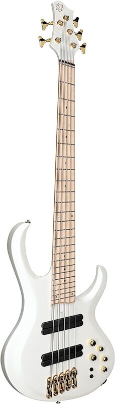 Ibanez BTB605MLM Multi-Scale Bass Guitar, 5-String, Pearl White Matte, Body Left Front