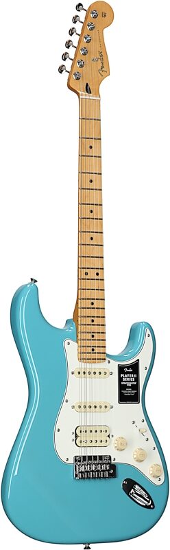 Fender Player II Stratocaster HSS Electric Guitar, with Maple Fingerboard, Aquatone Blue, Body Left Front