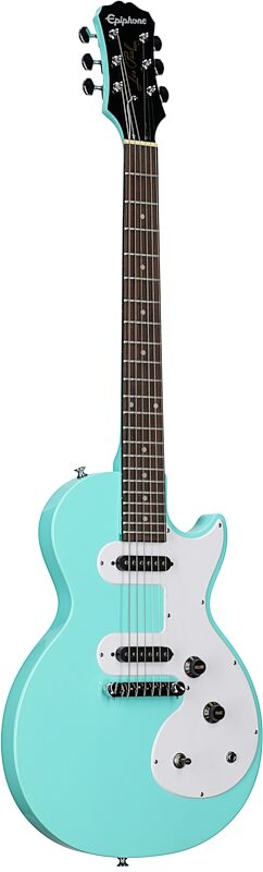 Epiphone Les Paul Melody Maker E1 Electric Guitar, Turquoise, Scratch and Dent, Body Left Front