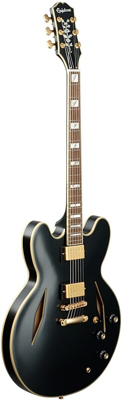 Epiphone Emily Wolfe Sheraton Stealth Electric Guitar (with Hard Bag), Black Aged Gloss, Body Left Front